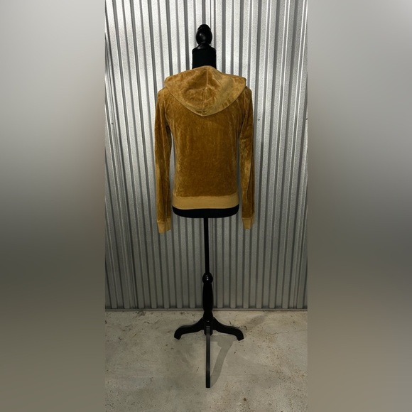Women’s Juicy Couture Tan Velour Cotton Long Sleeve Jacket Designer Size Large - Picture 2 of 4